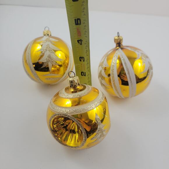 3PC Vintage West Germany Indent Gold Christmas Tree Ornament Set - Picture 6 of 6